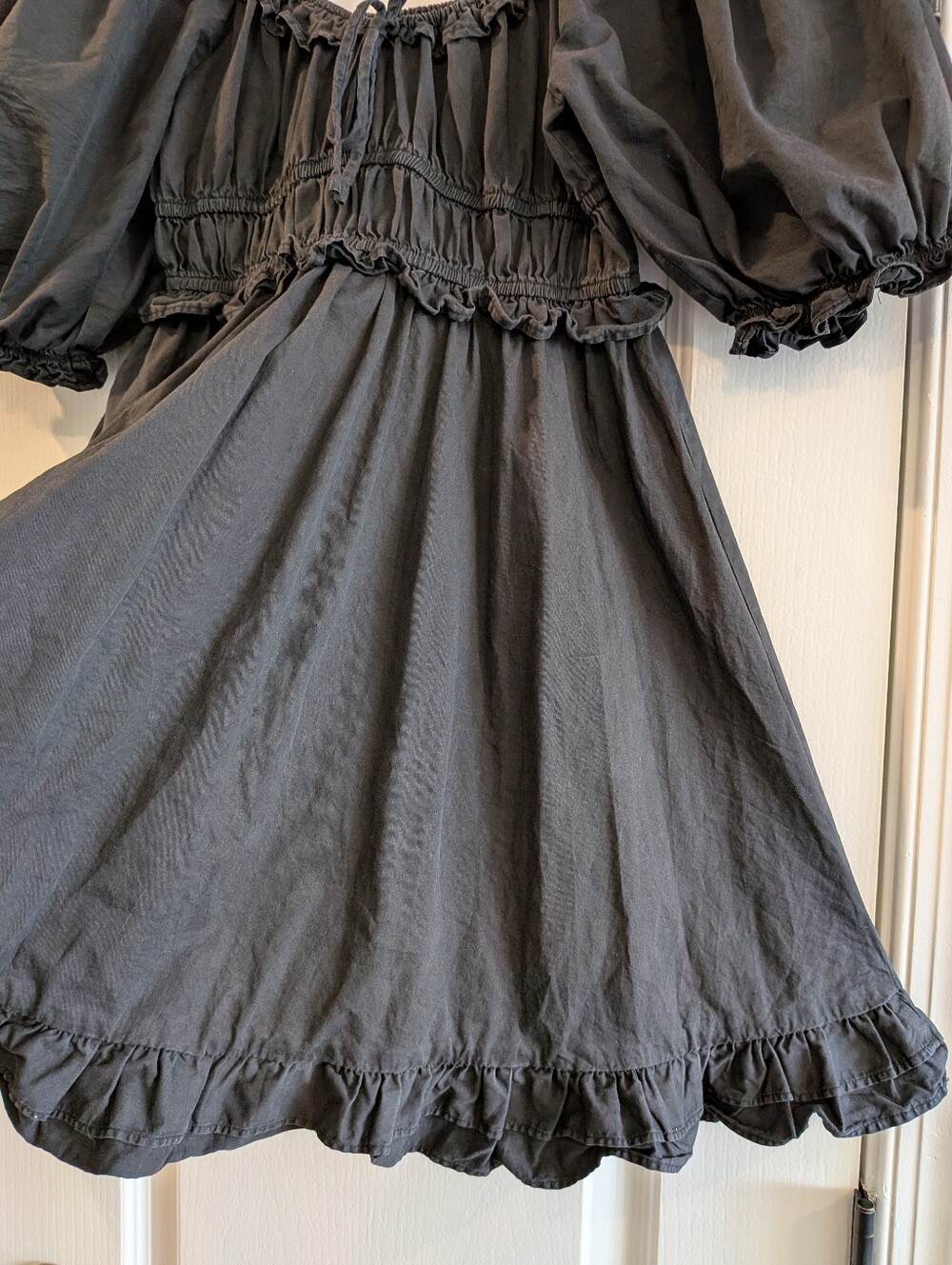 Sofie The Label Black Puff Sleeve Smocked Babydoll Cottagecore Mini Dress Size S - Picture 6 of 16